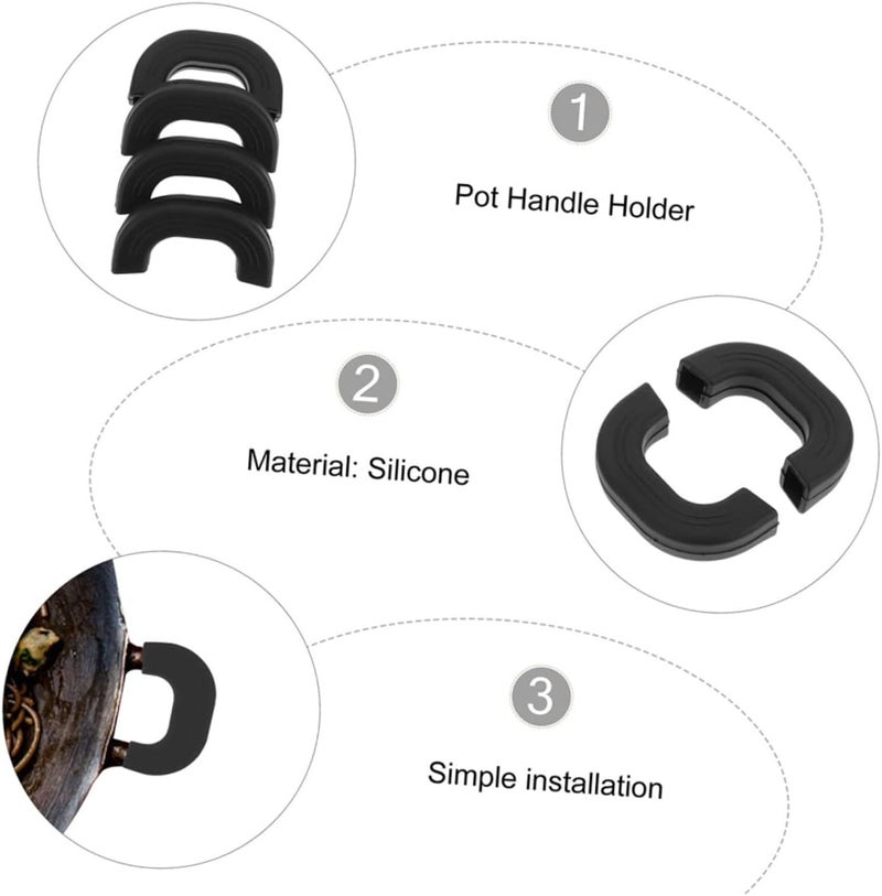 4pcs Silicone Pot Handle Covers Heat Resistant Grip Sleeves for Cookware Non-Slip Insulation Protector for Safe Cooking Fits Standard Handles Red Black - Image 3