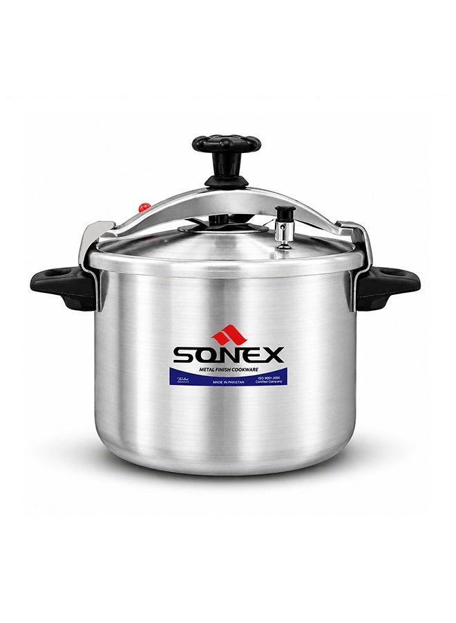 Sonex Classic 9L Pressure Cooker, Manual Pressure Cooker, Safety Valve, Kitchen Cooking Ware, Heat Resistant Side Handle, Higher Pressure and Faster Cooking, 9 Liters Capacity, Metal Finish, 26.5cm.