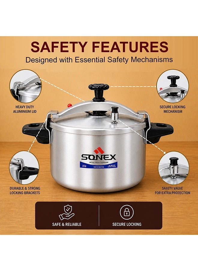SONEX Classic Aluminium Pressure Cooker 9 Liter (27 cm), Heavy Duty Metal Finish Cooker, Large Family Size, Inner Lid Locking System, Fast & Even Cooking, Ideal for Biryani & Batch Cooking - Image 4