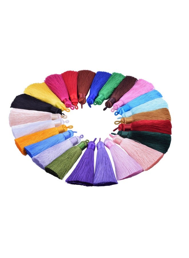 10Pcs 3.4''(8.5Cm) Handmade Imitation Silk Tassels With Hanging Loop For Jewelry Making (Mixed Randomly)