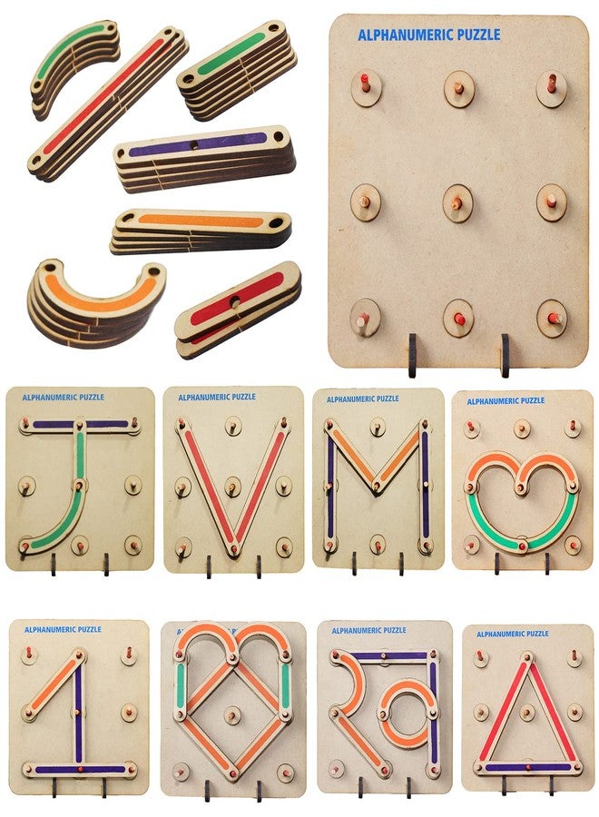 JVM Wooden Alphabets Puzzle Toys for Kids 3 4 5 Years | 28 Piece Wooden Construction Puzzles Board | Great Tool for Teaching Letters, Numbers & Common Shapes - Image 1