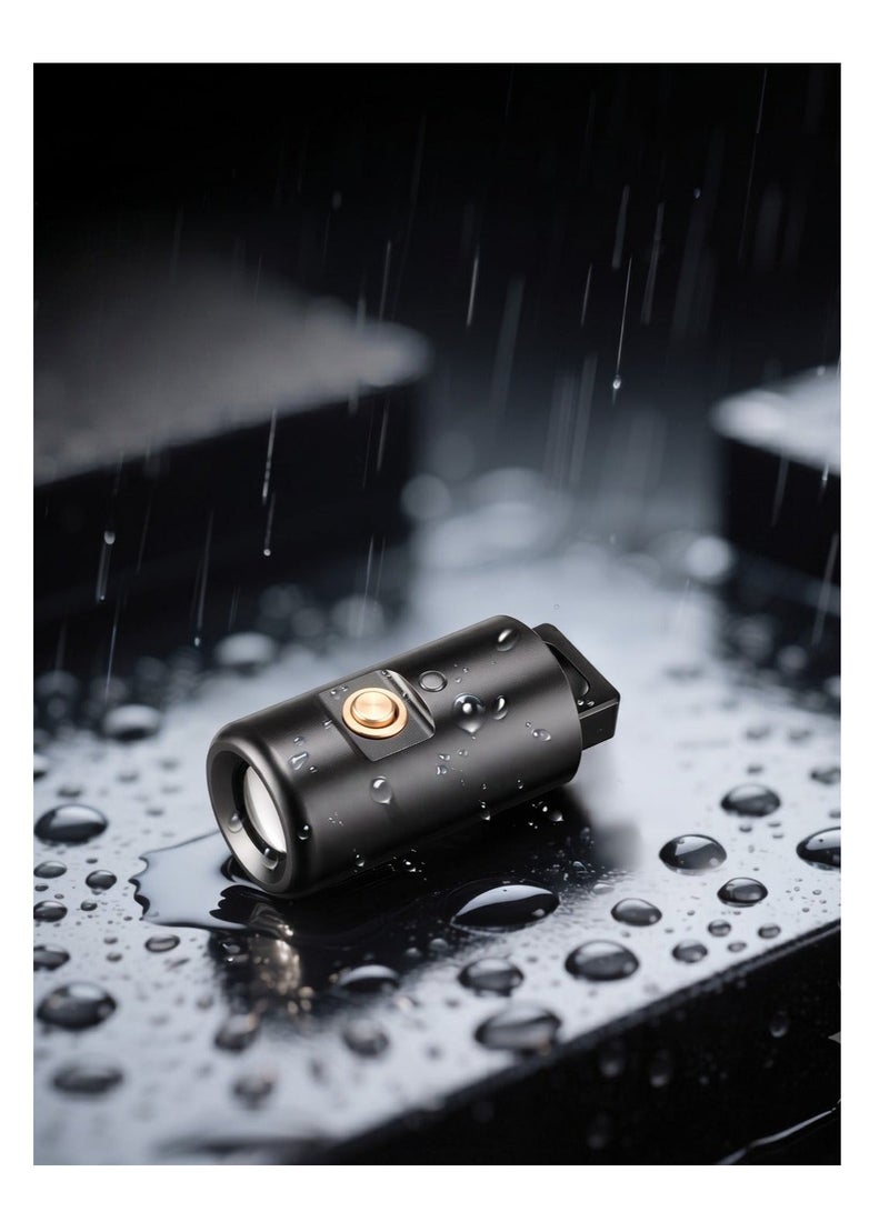 SMILING SHARK Mini Keychain Flashlight - Ultra Bright Multiple Modes - Magnetic Charging Shockproof Splashproof - Black - Image 2