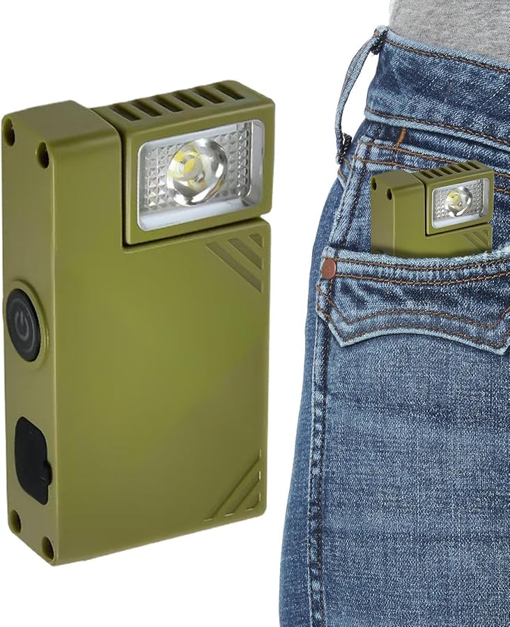 مصباح جيب مغناطيسي أخضر قابل لإعادة الشحن، مصباح LED للتخييم والمشي لمسافات طويلة والعمل والإصلاح - Image 1