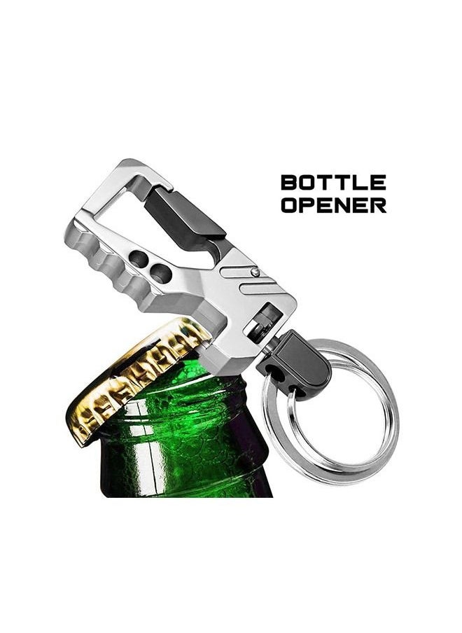 Generic 2 PCS Multifunctional Bring Bottle Opener Metal Waist Hanging Car Key Chain, Outdoor Activities Hiking Camping Climbing backpack Carabiner, Unisex Key Pendant (Black+Silver)  - Image 4