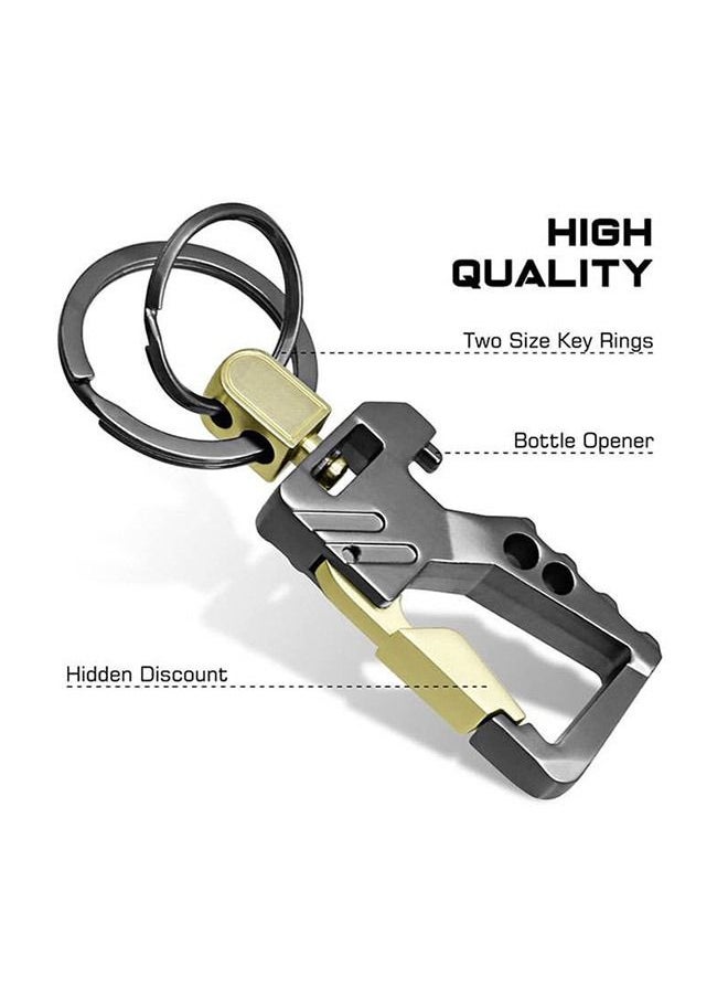 Generic 2 PCS Multifunctional Bring Bottle Opener Metal Waist Hanging Car Key Chain, Outdoor Activities Hiking Camping Climbing backpack Carabiner, Unisex Key Pendant (Black+Silver)  - Image 3