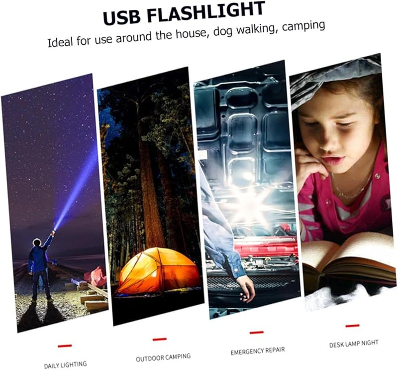 Rechargeable USB Flashlight Torch Portable LED Light for Outdoor Camping Hiking Long Battery Life - Image 4