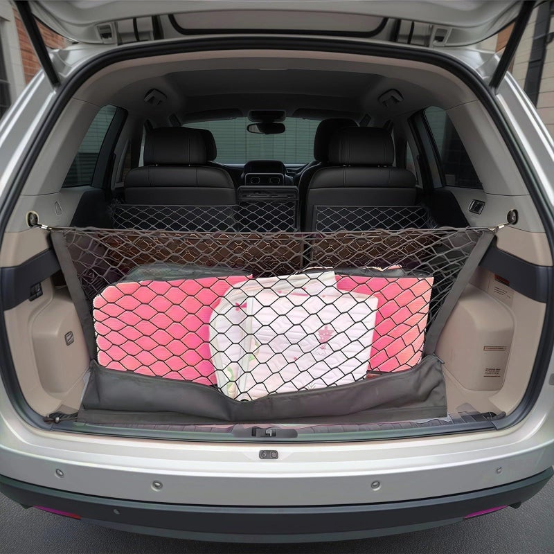 Cargo Net Trunk Organizer 110 X 40 In Dual Layer With Hooks Oxford Fabric Black - Image 4