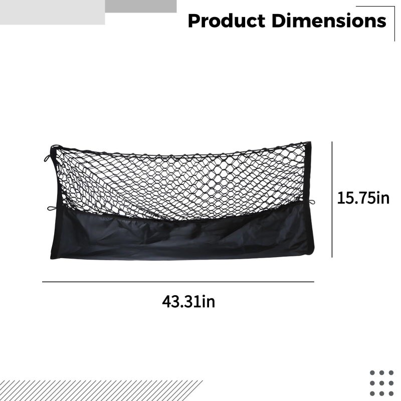 Cargo Net Trunk Organizer 110 X 40 In Dual Layer With Hooks Oxford Fabric Black - Image 5