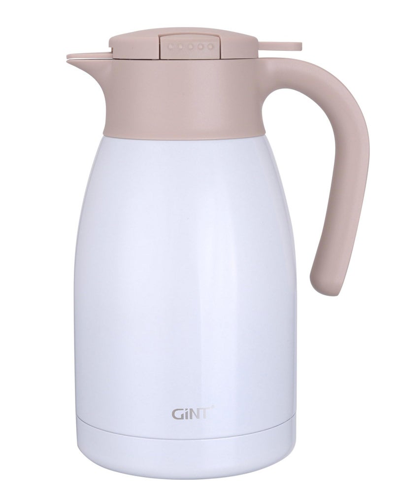 GiNT GiNT 51 Oz Stainless Steel Thermal Coffee Carafe with LidDouble Walled Vacuum Thermal Carafe  12 Hour Heat Retention White 15L 