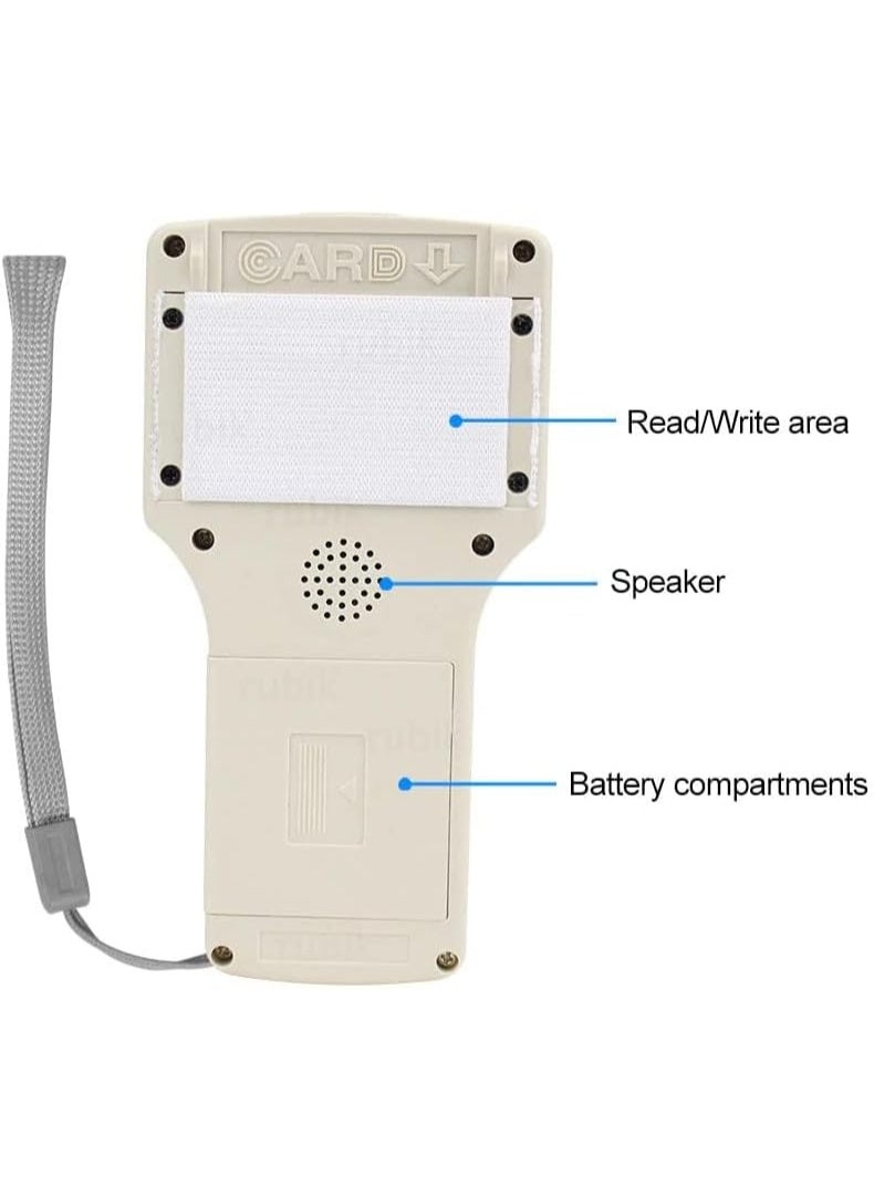 Handheld IC/ID/HID/UID RFID Access Control Card Reader Writer Copier Duplicator for 125Khz 13.56Mhz with Writable 2 Cards, 2 Keychain Tags & USB Cable