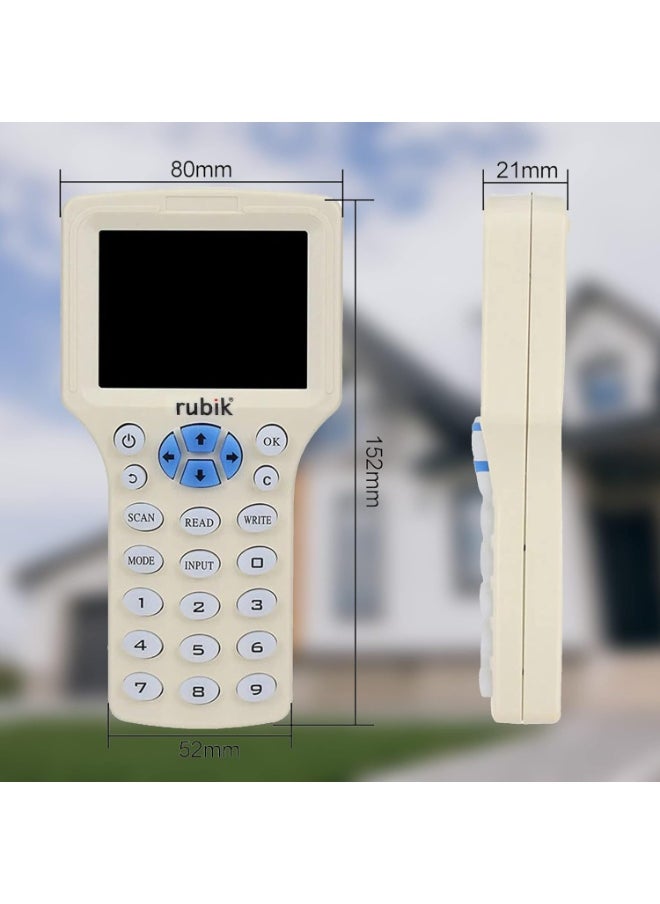 Handheld IC/ID/HID/UID RFID Access Control Card Reader Writer Copier Duplicator for 125Khz 13.56Mhz with Writable 2 Cards, 2 Keychain Tags & USB Cable