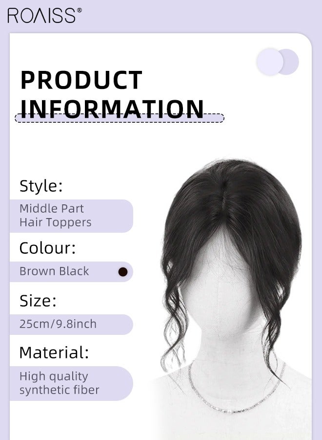 roaiss Invisible Hair Topper with Bangs for Women, Bangs Hair Clip, Silk Inner Net Hair Pieces for Thinning Hair Hair Loss Cover Gray Hair, Brown Black - Image 2