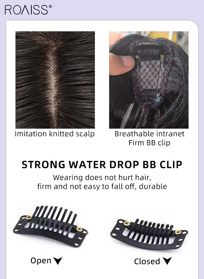 roaiss Invisible Hair Topper with Bangs for Women, Bangs Hair Clip, Silk Inner Net Hair Pieces for Thinning Hair Hair Loss Cover Gray Hair, Brown Black - Image 5