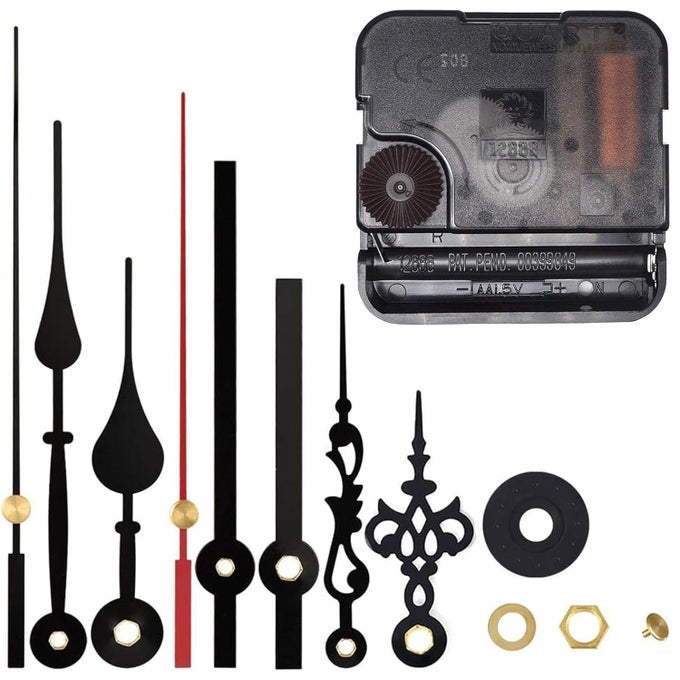 HIGH TORQUE 12888 CLOCK MOVEMENT MECHANISM WITH 3 PAIRS OF HANDS SILENT SWEEP QUARTZ CLOCK MOTOR KIT FOR CLOCK REPAIR DIY REPLACEMENT TOTAL SHAFT LENGTH 58 IN BLACK