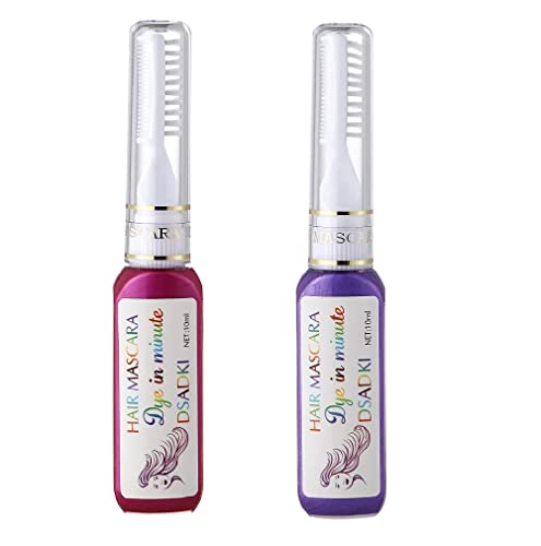 DSADKI Temporary Hair Color Mascara Washable Hair Dye Stick Non-toxic Instant Hair Chalk Dye for Girls Women (Purple+Pink) - Image 1