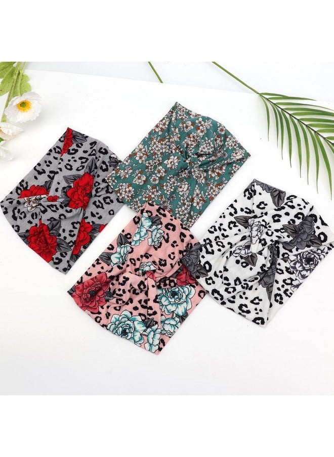 DRESHOW DRESHOW 4 Pack Turban Headbands for Women Wide Vintage Head Wraps Knotted Cute Hair Band Accessories  - Image 5