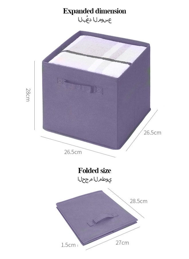 spa luxetique 11 Inch Fabric Storage Cubes - Sturdy Collapsible Storage Bins & Handle - 6 Foldable Baskets for Organizing Clothes, Toys, Books - Multi Colored Storage Baskets for Shelves, Kids Room, Closets  - Image 2