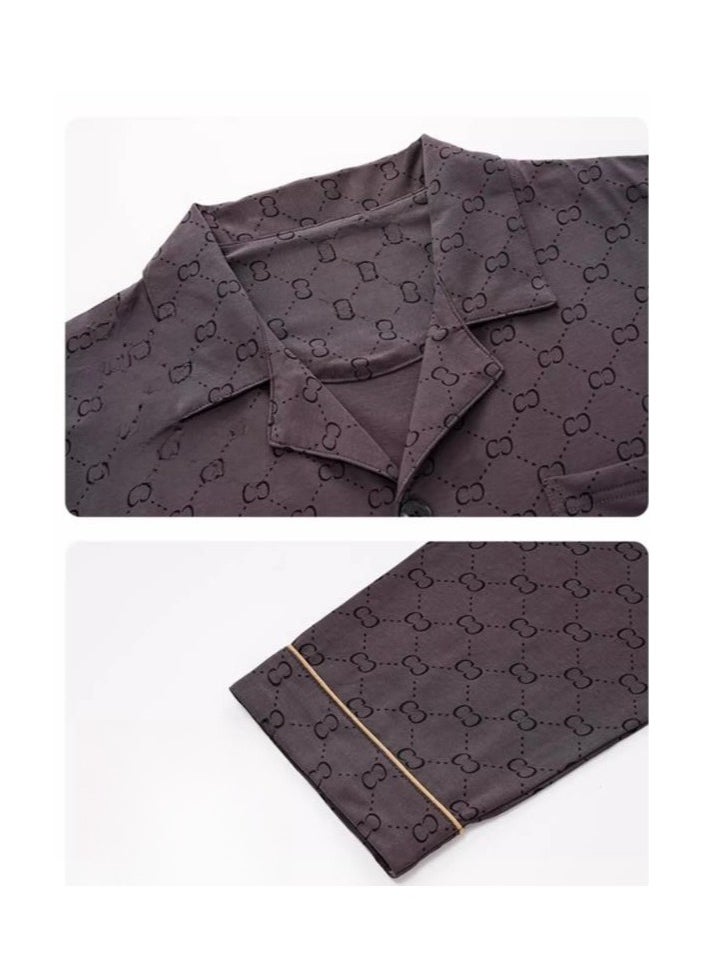 MIIOW Cotton Pajamas Men's Oversized Loose Long Sleeved High-End Home Suit Set  - Image 2