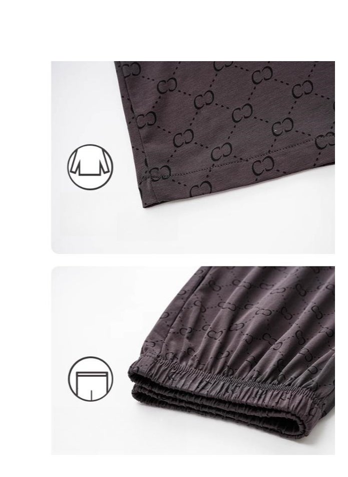 MIIOW Cotton Pajamas Men's Oversized Loose Long Sleeved High-End Home Suit Set  - Image 3