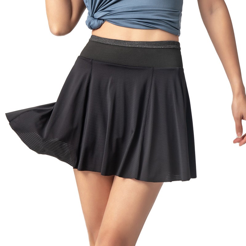 Generic Sports Skirt Fake Two-piece Anti-glare Womens Tennis Skirt Running Quick-drying Fitness Skirt Inner Pocket Yoga Shorts Wild Black  - Image 1