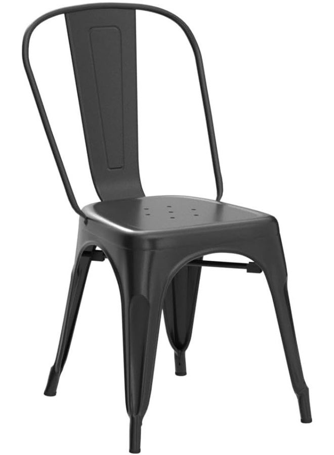 FDW Poppins HomeFDW Set of 4 Patio 18 Inches Seat Height Dining Room Kitchen Tolix Restaurant Bar Stackable Trattoria Metal Indoor Outdoor Chairs, Black, No Installation Required, Metal Dining Chairs Set of 4 - Image 5