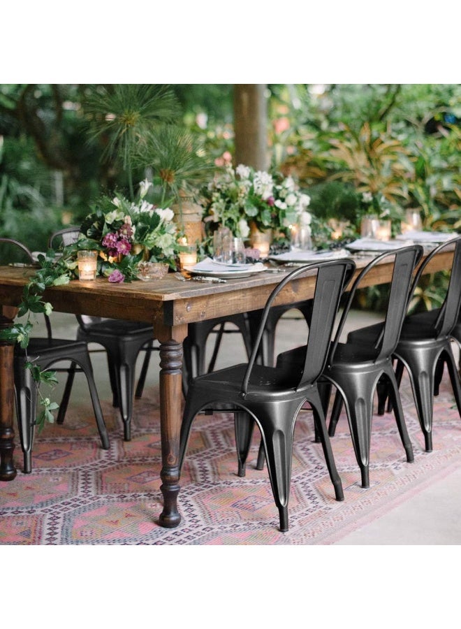 FDW Poppins HomeFDW Set of 4 Patio 18 Inches Seat Height Dining Room Kitchen Tolix Restaurant Bar Stackable Trattoria Metal Indoor Outdoor Chairs, Black, No Installation Required, Metal Dining Chairs Set of 4 - Image 4
