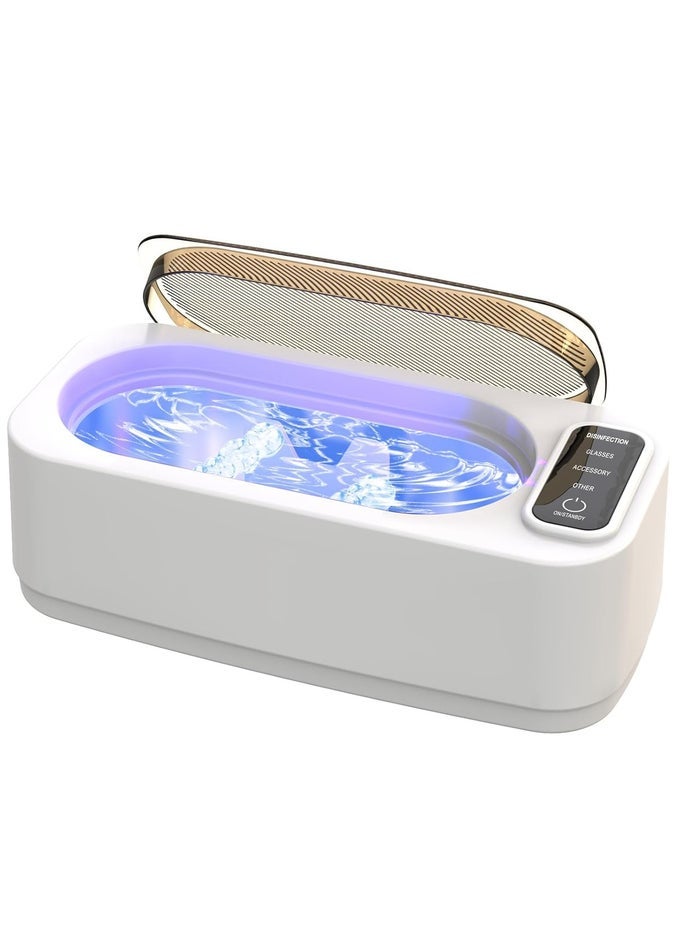 JEWELRY CLEANER, PROFESSIONAL 47KHZ ULTRASONIC JEWELRY CLEANER MACHINE FOR DENTURES, MOUTH GUARD, ALIGNER, BRACES, JEWELRY, 4 MODES WITH 350ML CAPACITY