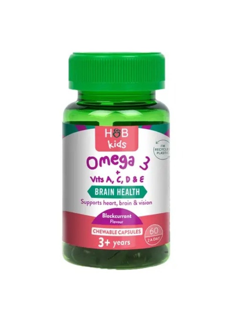 H&B - Holland And Barrett Kids Omega 3 With Vit A, Vitamin C, D & E 60 Chewable Capsules - Image 1