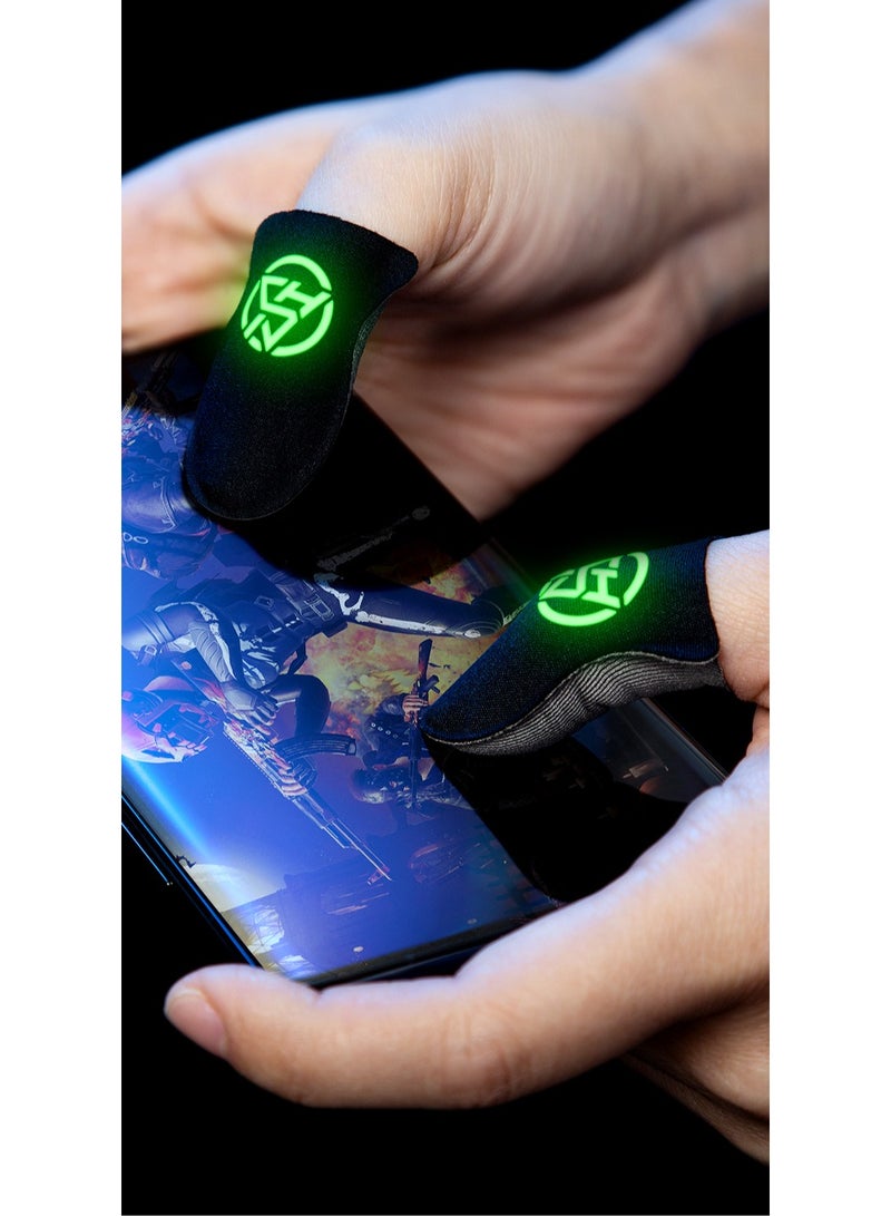 4 pieces 0.3CM Ultra-Thin Luminous Game Finger Sleeves, Luminous Game Finger Sleeves For Mobile Phones/Tablets, Sensitive Operation (With Storage Box)  - Image 2