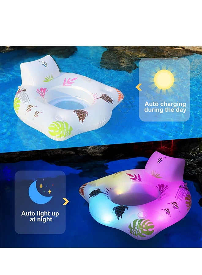 DUNISO Pool Floats with Solar Light, Inflatable Pool Float Rafts for Men and Women, Water Inflatable Hole Floats Rafts Adult Swimming Pool Reclining Chair Float Bed, Cooling Pool Float Summer Party Floats - Image 5