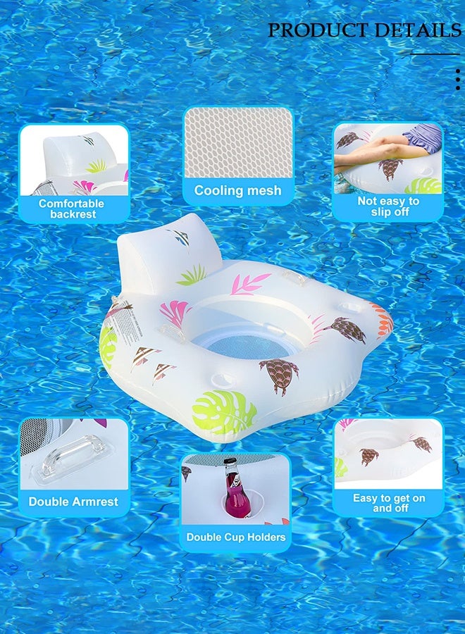 DUNISO Pool Floats with Solar Light, Inflatable Pool Float Rafts for Men and Women, Water Inflatable Hole Floats Rafts Adult Swimming Pool Reclining Chair Float Bed, Cooling Pool Float Summer Party Floats - Image 3