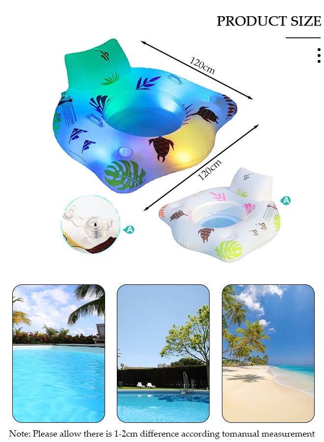 DUNISO Pool Floats with Solar Light, Inflatable Pool Float Rafts for Men and Women, Water Inflatable Hole Floats Rafts Adult Swimming Pool Reclining Chair Float Bed, Cooling Pool Float Summer Party Floats - Image 2