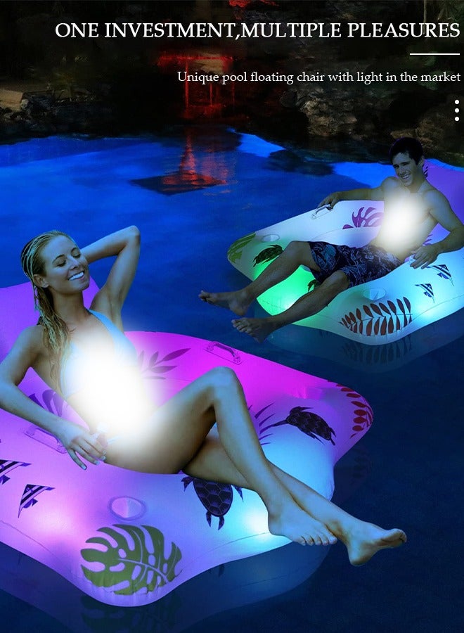 DUNISO Pool Floats with Solar Light, Inflatable Pool Float Rafts for Men and Women, Water Inflatable Hole Floats Rafts Adult Swimming Pool Reclining Chair Float Bed, Cooling Pool Float Summer Party Floats - Image 4