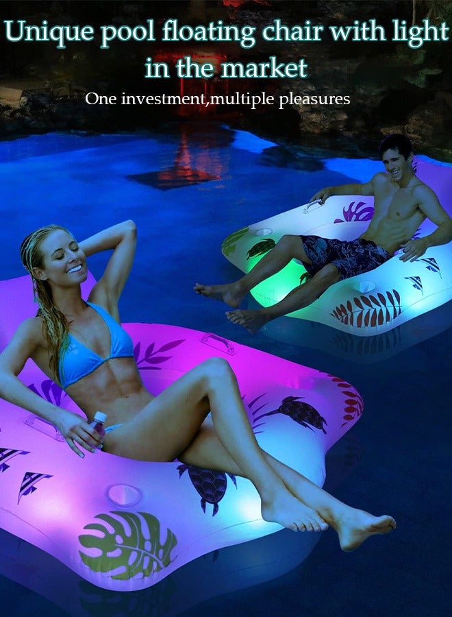 DUNISO حمام سباحة يطفو مع ضوء شمسي، طوافات قابلة للنفخ لحمام السباحة للرجال والنساء، فتحة مائية قابلة للنفخ تطفو على الماء للبالغين، كرسي استلقاء لحمام السباحة، سرير عائم، تبريد حمام السباحة، عوامات حفلات الصيف - Image 5