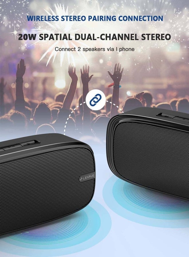 LENRUE Bluetooth Speaker, Wireless Portable Speaker with Loud Stereo Sound, Rich Bass, 12-Hour Playtime, Built-in Mic. Perfect for iPhone, Samsung and More - Image 3