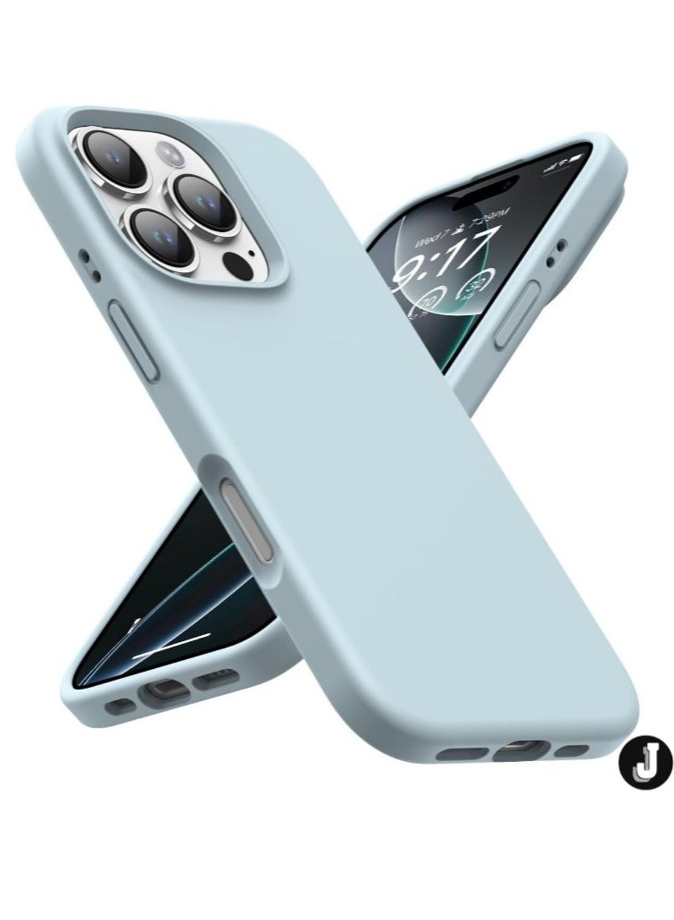 JAJEEK Premium Soft Liquid Silicone Case for iPhone 16 Pro – Silky Soft Touch Full-Body Protective Bumper (Sky Blue) - Image 1