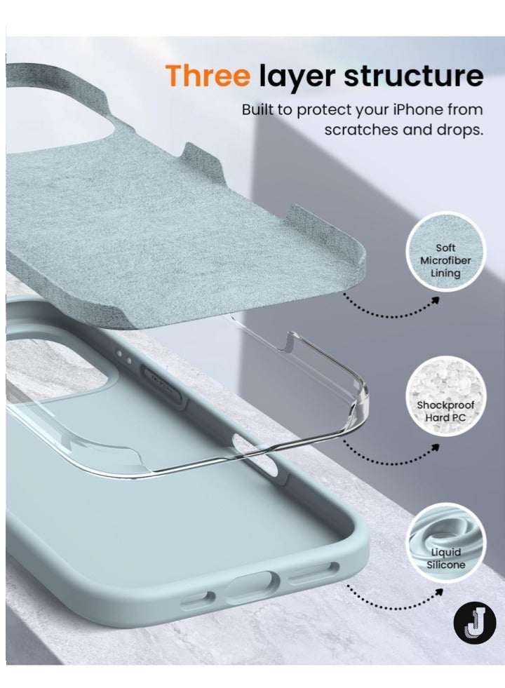 JAJEEK Premium Soft Liquid Silicone Case for iPhone 16 Pro – Silky Soft Touch Full-Body Protective Bumper (Sky Blue) - Image 4
