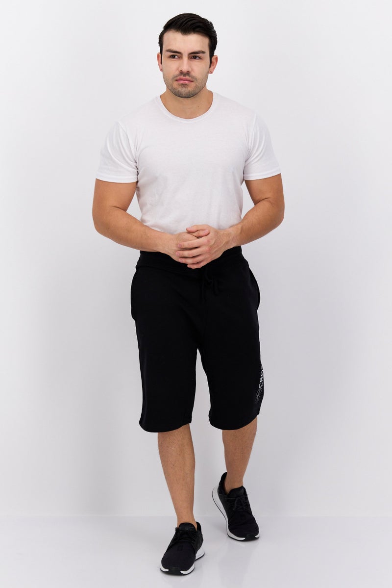 CROSSHATCH Men Drawstring Brand Logo Basic Shorts, Black - Image 2