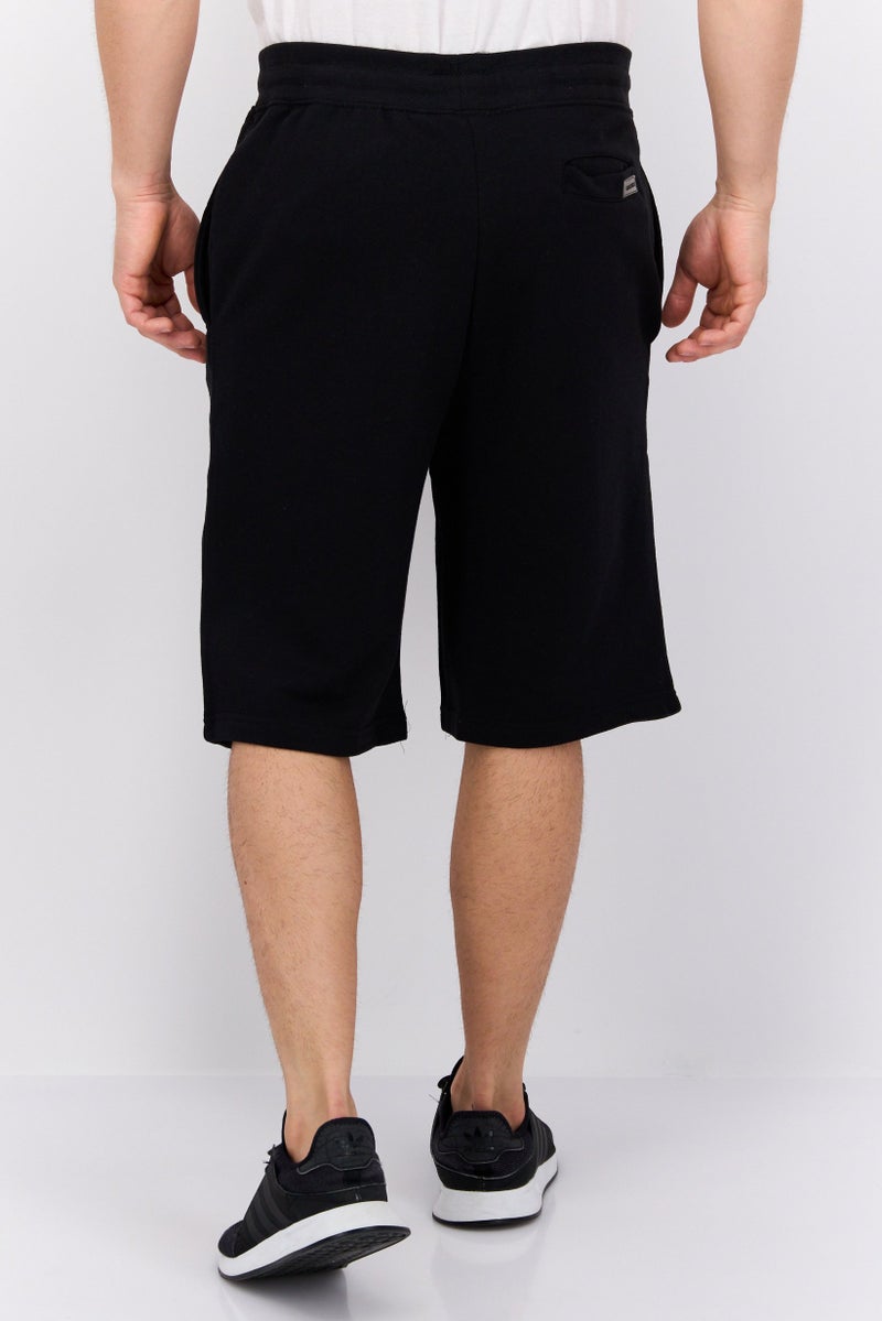 CROSSHATCH Men Drawstring Brand Logo Basic Shorts, Black - Image 4