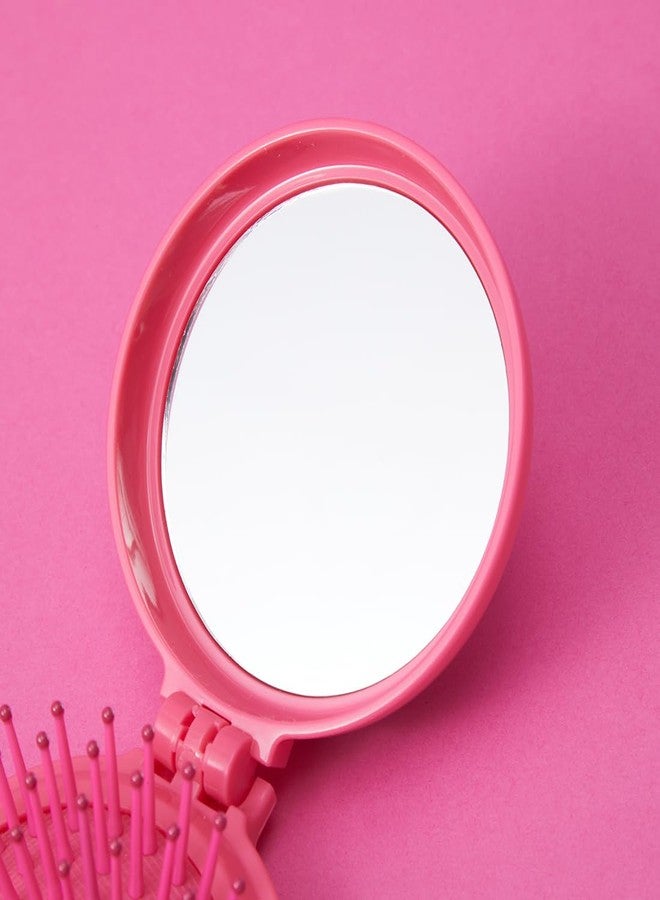 MINISO Barbie Portable Folding Mirror Comb for On-The-Go Styling | Compact Travel Hair Brush with Mirror | Fits in Pocket, Purse, Makeup Bag, Backpack | Detangling Comb for Women Quick Touch Ups - Image 4