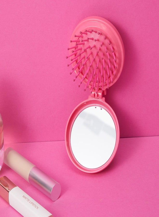 MINISO Barbie Portable Folding Mirror Comb for On-The-Go Styling | Compact Travel Hair Brush with Mirror | Fits in Pocket, Purse, Makeup Bag, Backpack | Detangling Comb for Women Quick Touch Ups - Image 2