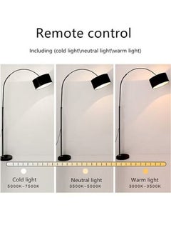 Enjoylifeme Floor Lamp for LED Stand Vintage Arc Pole Light with Warm Light Remote Control for Living Room Office Bedroom â€ŽMarble Metal Black 12W 8-15m 185x38 cm  - Image 5