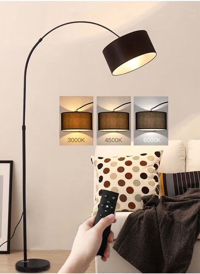 Enjoylifeme Tall Lampshade and LED Floor Lamp for Living Room with Adjustable Hanging Cylinder Shade with Remote Control, Reading Light for Bedroom or Office Black 12W 185 x 38cm  - Image 1