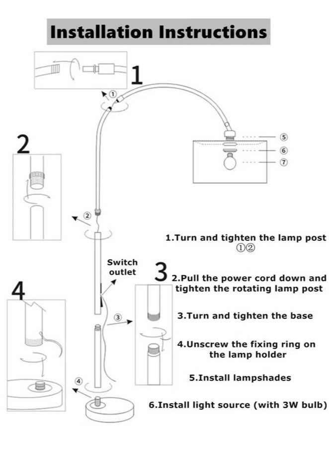 Enjoylifeme Tall Lampshade and LED Floor Lamp for Living Room with Adjustable Hanging Cylinder Shade with Remote Control, Reading Light for Bedroom or Office Black 12W 185 x 38cm - Image 5