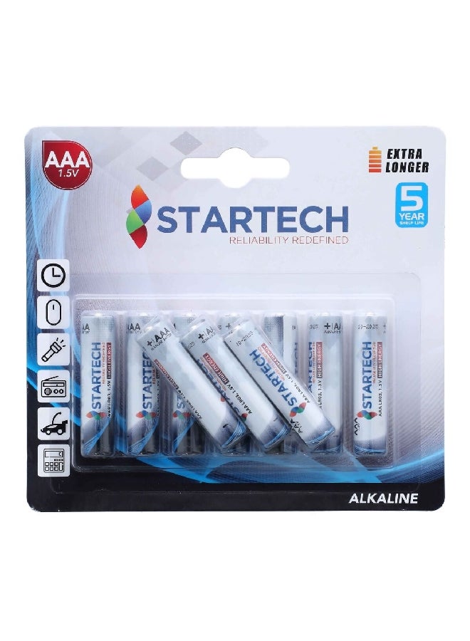 StarTech 10-Piece AAA 1.5V Extra Longer Alkaline Pencil Battery White  12.8 x 15.8 x 2.38 cm LR03-10B