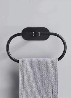 Kutis 1-Piece Ring Towel Holder Stainless Steel Towel Bar Bathroom Towel Rack Black 20x12 Centimeter  - Image 1
