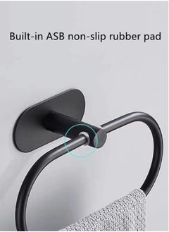 Kutis 1-Piece Ring Towel Holder Stainless Steel Towel Bar Bathroom Towel Rack Black 20x12 Centimeter  - Image 2