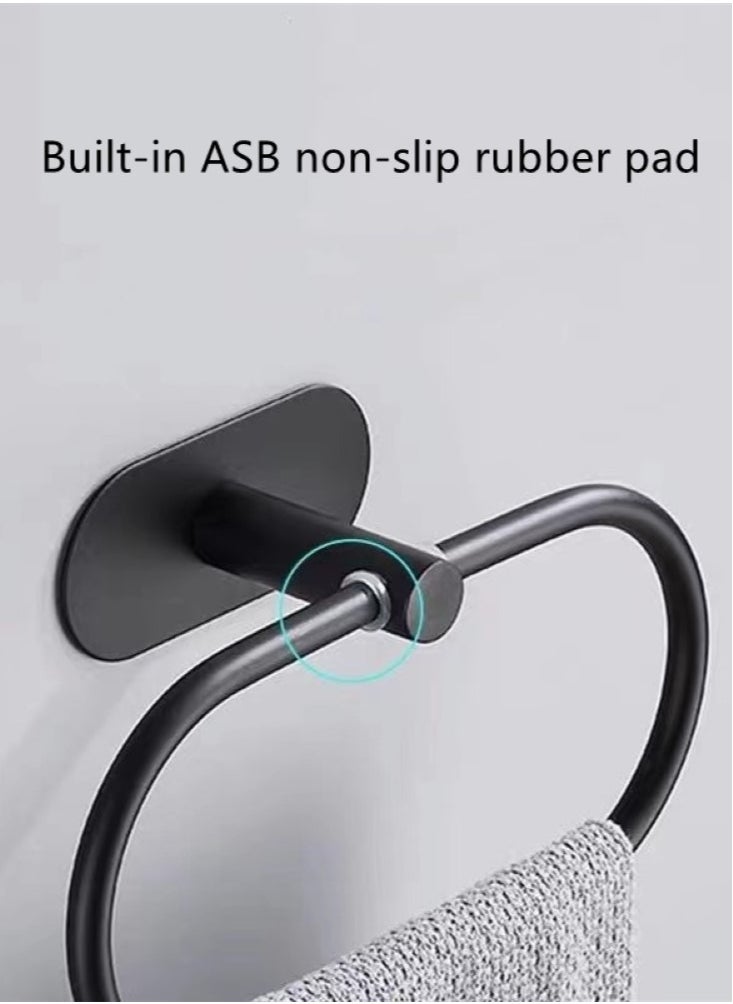 Kutis 1-Piece Ring Towel Holder Stainless Steel Towel Bar Bathroom Towel Rack Black 20x12 Centimeter  - Image 2