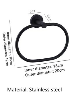 Kutis 1-Piece Ring Towel Holder Stainless Steel Towel Bar Bathroom Towel Rack Black 20x12 Centimeter  - Image 4