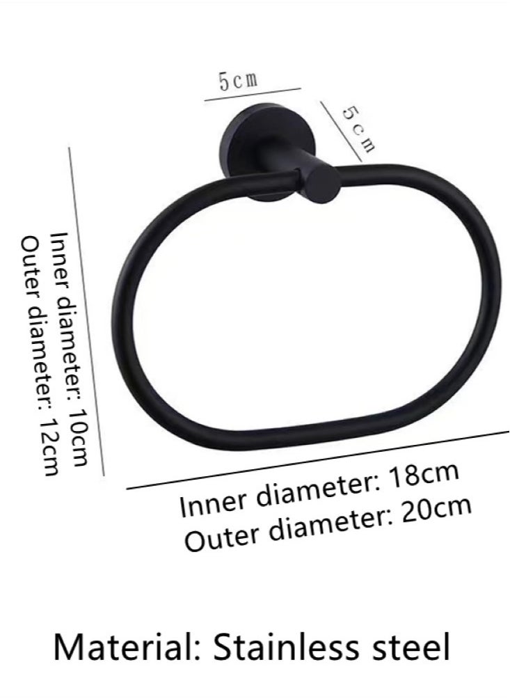 Kutis 1-Piece Ring Towel Holder Stainless Steel Towel Bar Bathroom Towel Rack Black 20x12 Centimeter  - Image 4